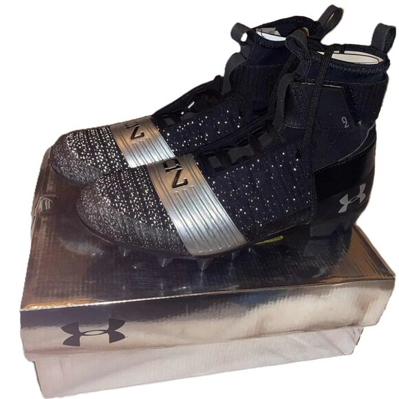 Under Armour C1N MC Football Cleats Black Silver Size 10 NIB 3000175-001 - Picture 1 of 6